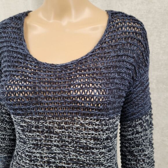 Quinn Blue Ombre Scoop Neck Loose Knit Sweater Women's Size Small - Picture 2 of 8